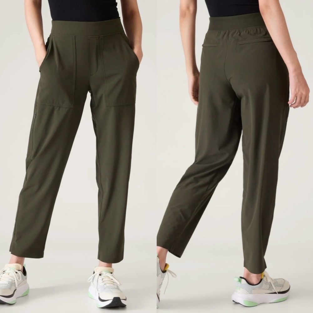 Athleta Brooklyn Ankle Utility Pant, Olive Green Sz 6